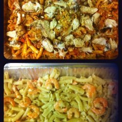 Shrimp and Chicken over Pasta