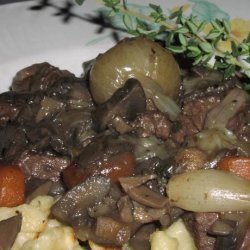 Beef Braised With Red Wine and Mushrooms