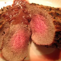 Grilled Peppercorn-Crusted Roast Beef With Port Wine Sauce