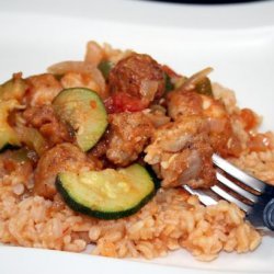 Mexican Zucchini and Chicken over Rice