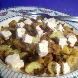 Vegetarian Bratkartoffeln (German Fried Potatoes) W/ Feta Cheese