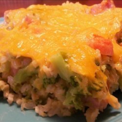 Easy Cheesy Ham and Veggie Rice Casserole-Diabetic