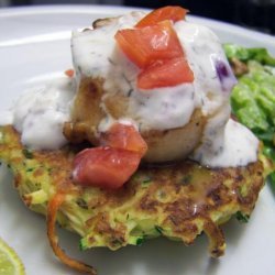 Seared Scallops With Zucchini and Carrot Cakes