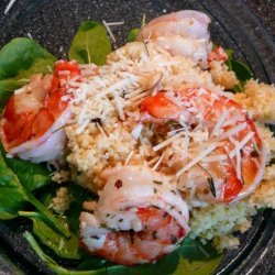 Egyptian Toasted Pine Nut Couscous With Garlic Shrimp