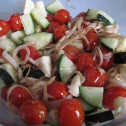 Roasted Tomatoes, Onions, With Mozzarella & Cucumbers