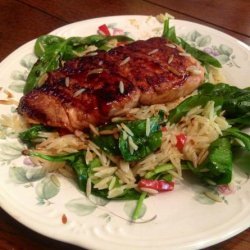 Romano's Macaroni Grill Teriyaki Salmon With Spinach Orzo