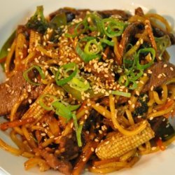 Spicy pepper beef with noodles