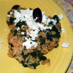 Greek Rice with Spinach, Feta and Black Olives