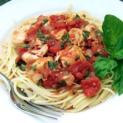 Basil Chicken over Angel Hair