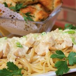 Creamy Chicken on Linguine