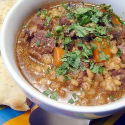 Simmered Beef Cubes With Veggies and Barley