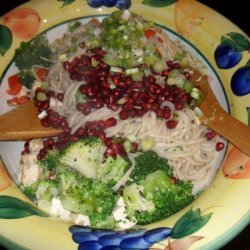 Udon Noodles With Walnuts and Pomegranates