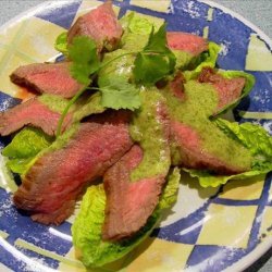 skirt steak w/basil sauce