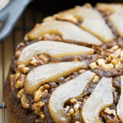 Upside-Down Pear Walnut Cake