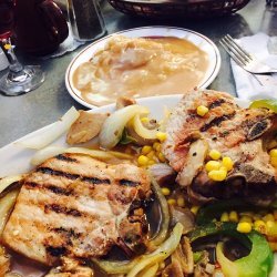 Pork Chops with peppers and corn