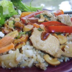 Chicken, Cashews, Red Pepper and Scallion Stir Fry