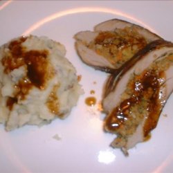 Pork Tenderloin with Mushroom Stuffing & Pan-seared Onion & Appl