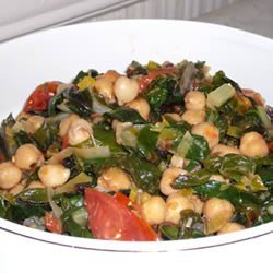 Swiss Chard with Garbanzo Beans and Fresh Tomatoes