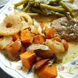 Pork Chops with Apples, Onions, and Sweet Potatoes