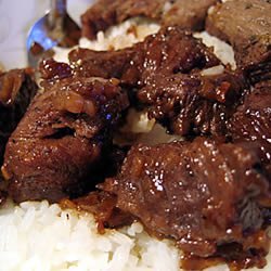 Kicky Steak Strips with Rice