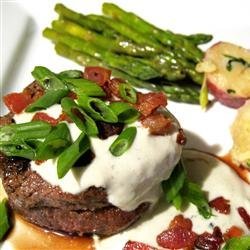 Grilled Filet Mignon with Gorgonzola Cream Sauce