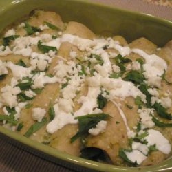 Green Jalapeno and Tomatillo Chicken Enchiladas