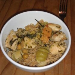 Greek Pasta With Chickpeas and Garlic Lemon Sauce (Makaronia Me