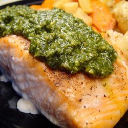 Pan Seared Salmon With Lemon Basil Pesto