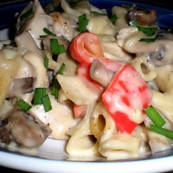 Creamy Olive Chicken Bake With Red Peppers and Mushrooms