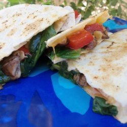 Mushroom and Spinach Quesadilla With Garden Salad