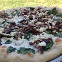Spinach, Mushroom, Red Onion and Goat Cheese Pizza