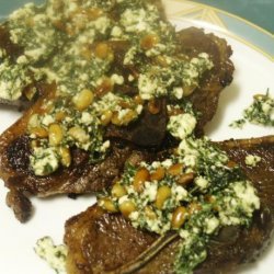 Pan-Seared Lamb Chops With Mint over Greens