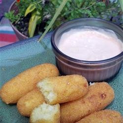 Deep Fried Corn Meal Sticks (Sorullitos de Maiz) with Dipping Sauce