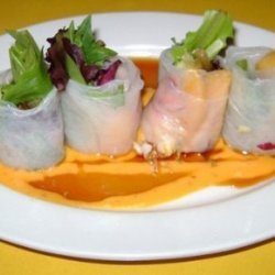 Lobster and Avocado Summer Roll with Mango Coulis