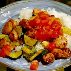 Smoked Sausage and Zucchini Saute