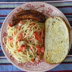 Summer Pasta with Basil, Tomatoes and Cheese