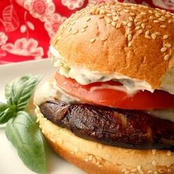 Grilled Portobello with Basil Mayonnaise Sandwich