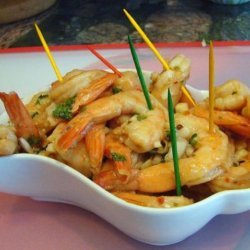 Garlic Prawn Appetizer on Baguette Toasts