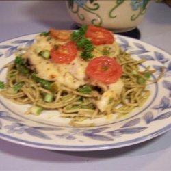 Super Vegetable Pesto Pasta With Pan Seared Oven Roasted Chicken