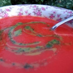 Silky Summer Tomato Soup With Spinach Coulis