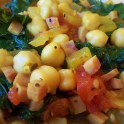 Sautéed Chickpeas With Ham and Kale