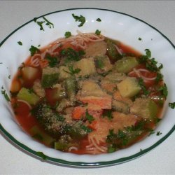 San Francisco Vegetable Soup over Angel Hair Pasta