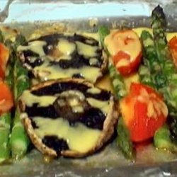 Asparagus, Mushroom and Tomato Bake With Seasoned Cheese Sauce