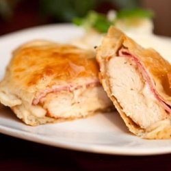 Chicken, Ham and Swiss Cheese Baked in Puff Pastry