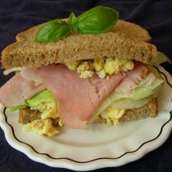 Open-Faced Sandwich Ham and Boiled Egg With Chives