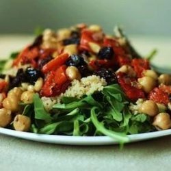 Chickpea, Artichoke Heart, and Tomato Salad With Arugula