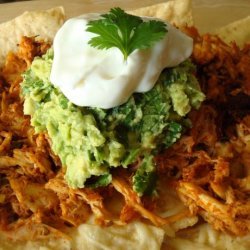 Roast Chicken-Chipotle Nachos With Cilantro-Avocado Crema