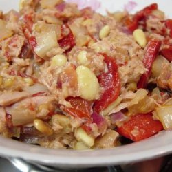 Tuna With Roasted Peppers and Pine Nuts