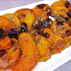 Candied Ginger Sweet Potatoes With Dried Cranberries