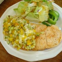 Grilled Chicken Breast with Cucumber and Pepper Relish